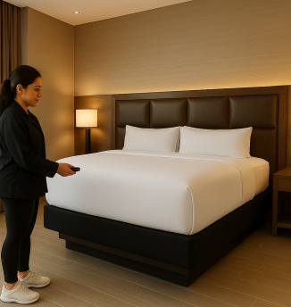 Electric_Powered Atkinson BedLift in Hotel Room